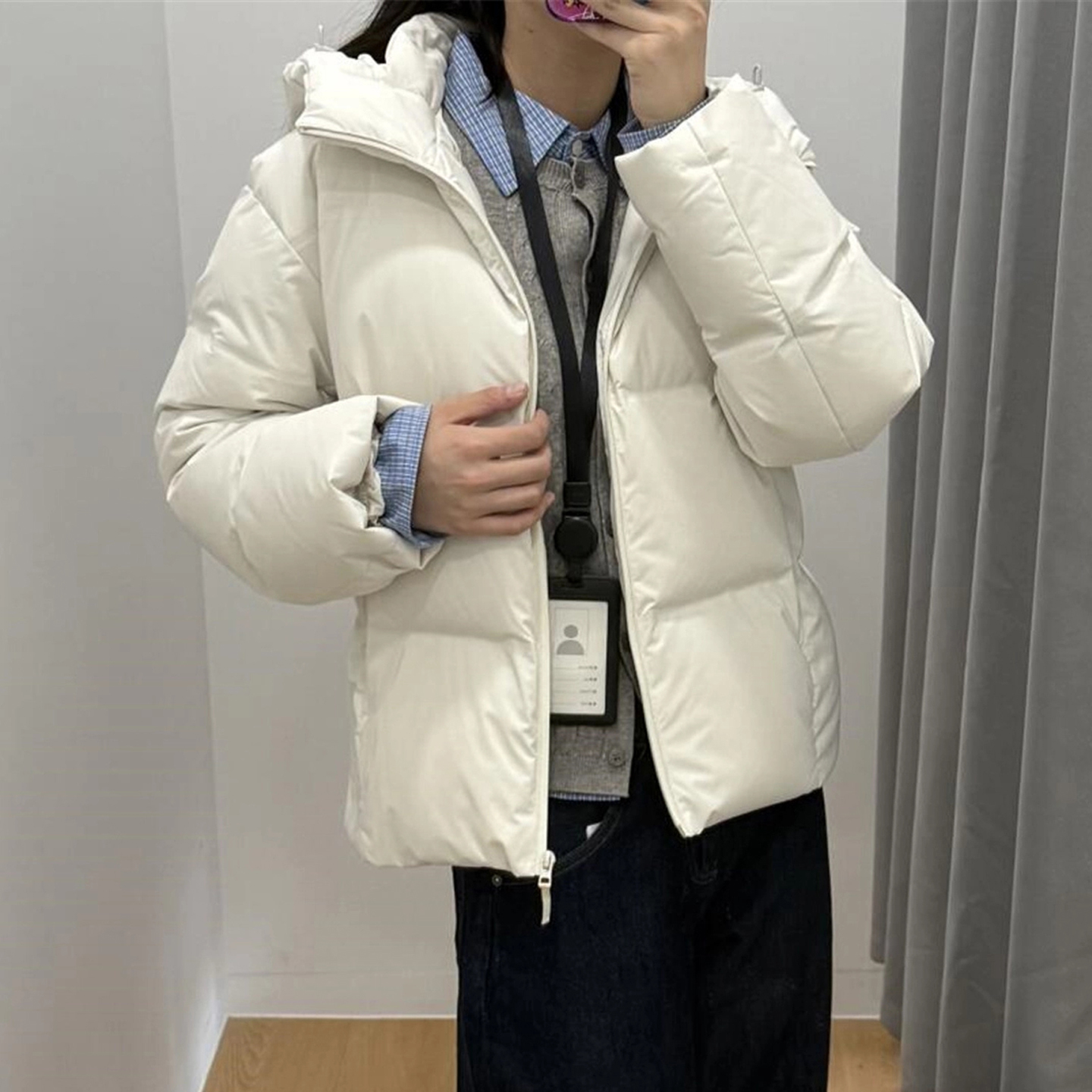 日单25秋冬新款防风防水女装无缝保暖羽绒连帽外套夹克上衣478577