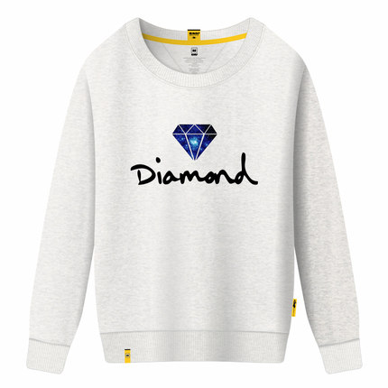 SUGU新款2017圆领男女春秋卫衣情侣装班服定制卡通钻石英文印花潮