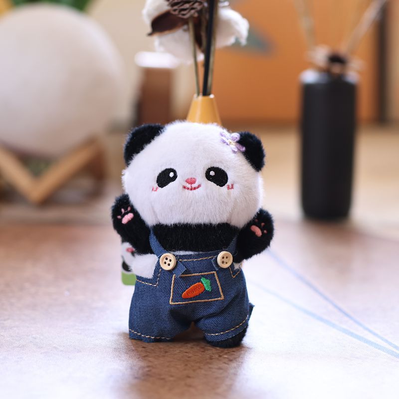 背带裤熊猫毛绒玩具玩偶