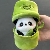正版 店纪念品 熊猫玩偶竹筒钥匙扣挂件成都网红爷爷毛绒宽窄巷子
