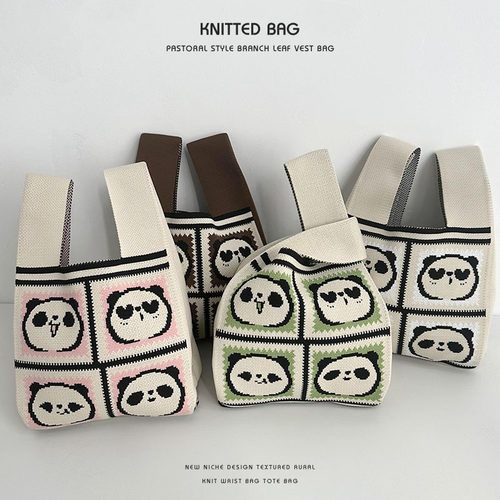 熊猫爷爷针织包包编织手提