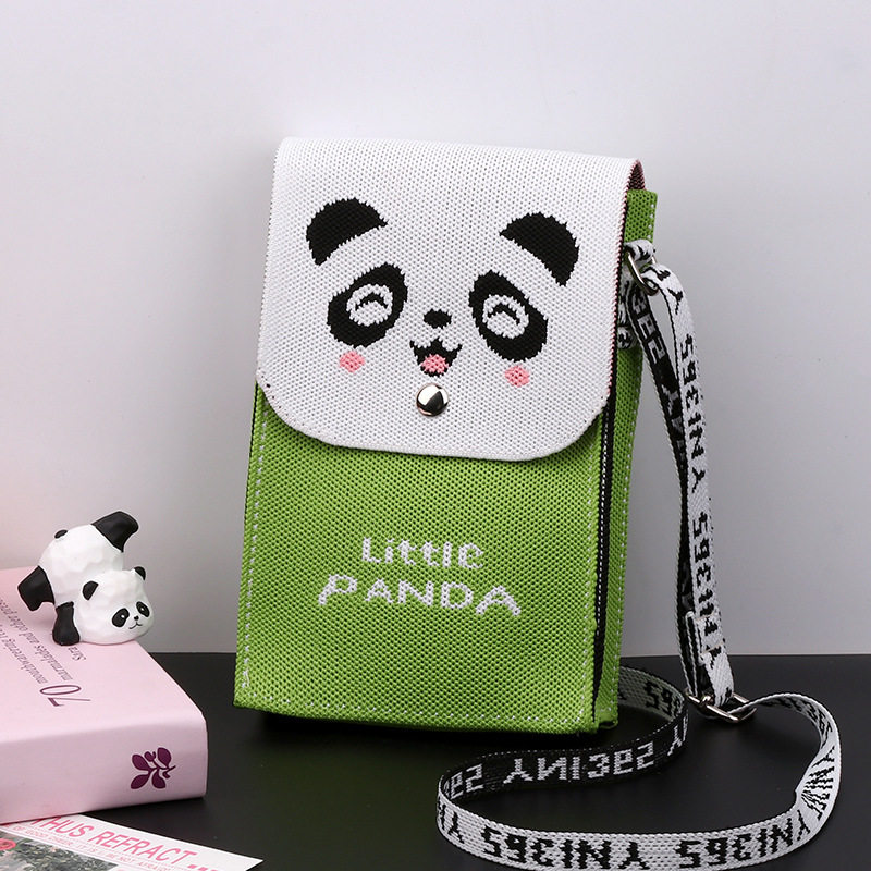 熊猫爷爷手机包翻盖手提手腕迷你斜挎包成都基地纪念品针织包小包