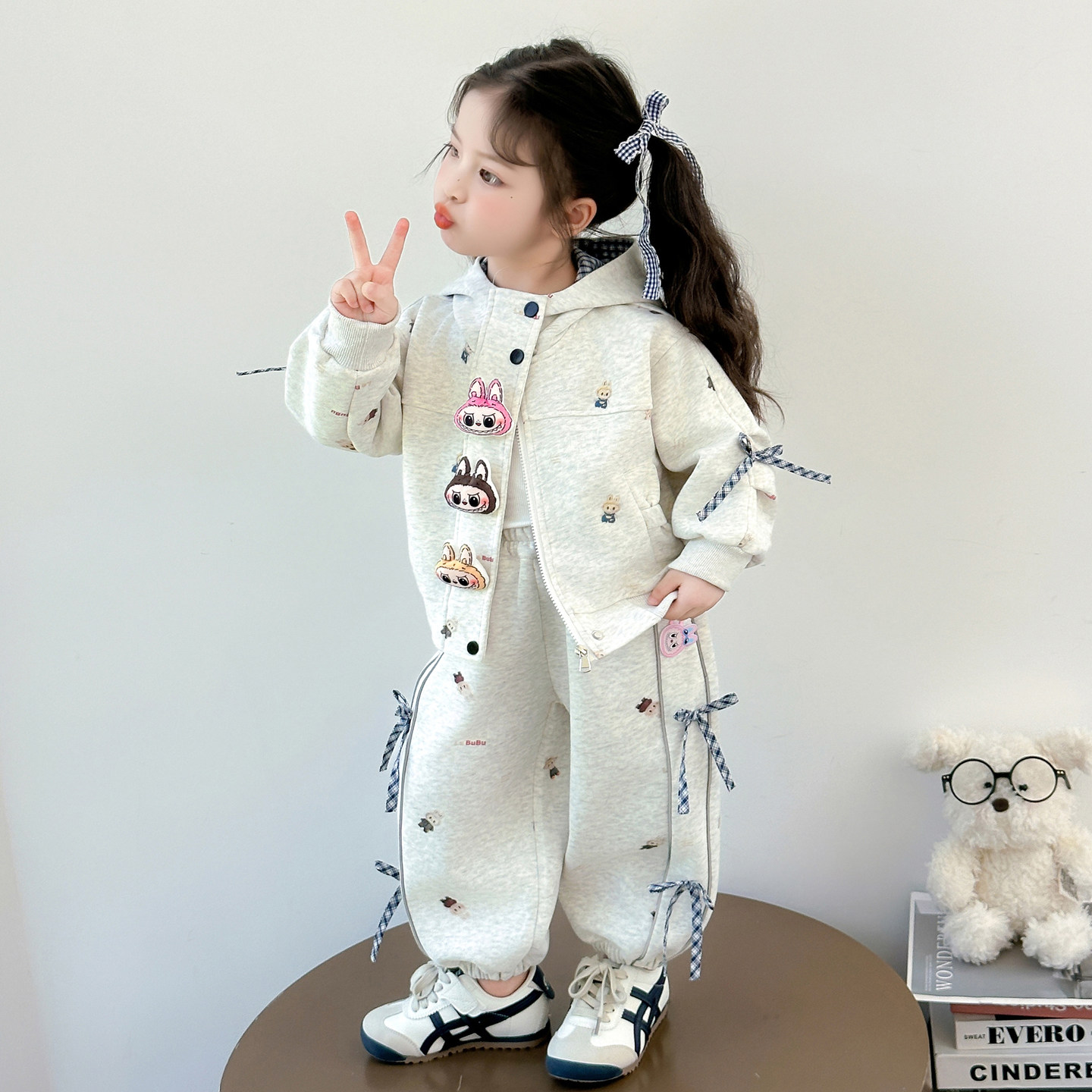 女童春装运动卫衣卫裤套装儿童韩系衣服2025新款小女孩春秋两件套