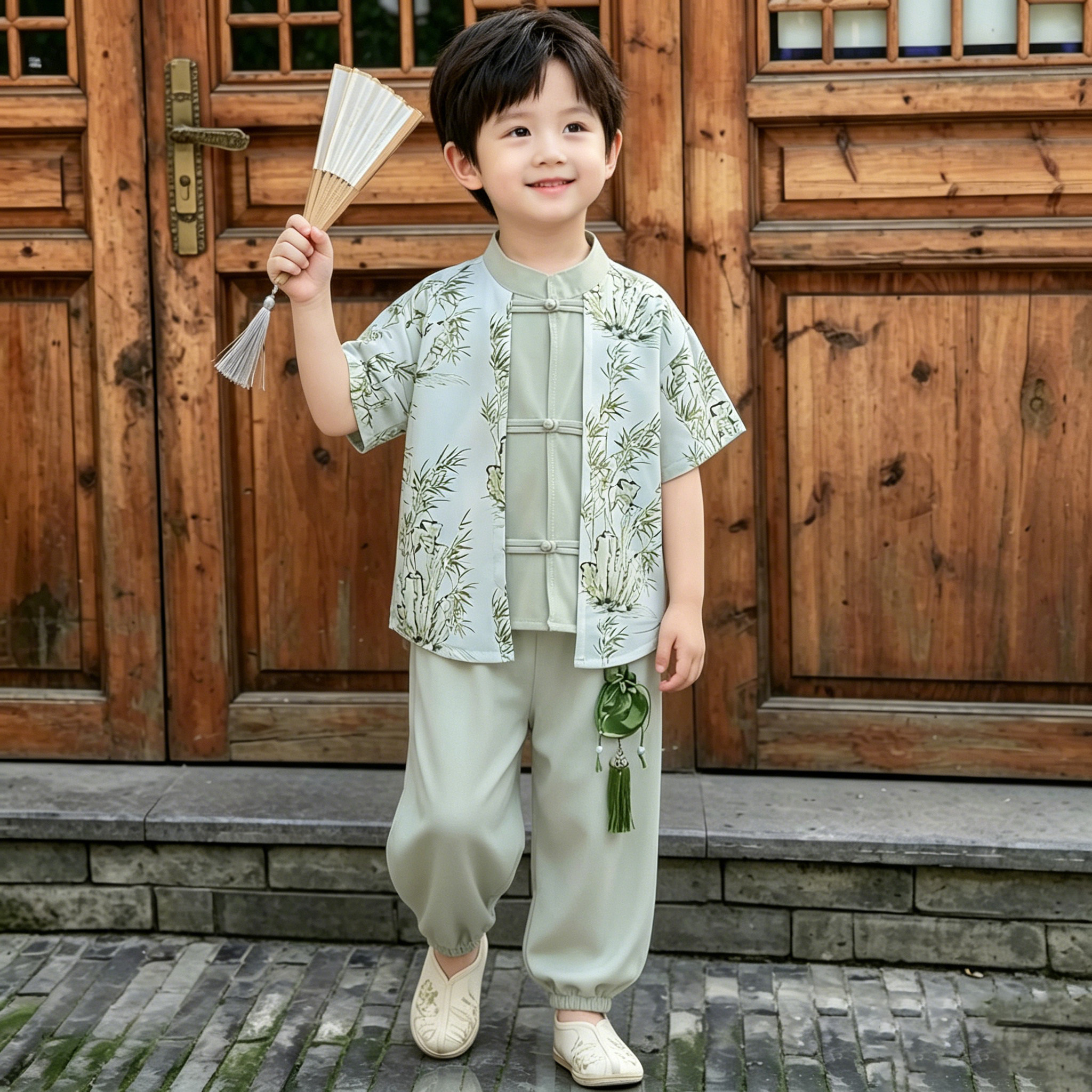 男童汉服套装2026新款新中式国风夏装男孩儿童古装表演服宝宝唐装图片
