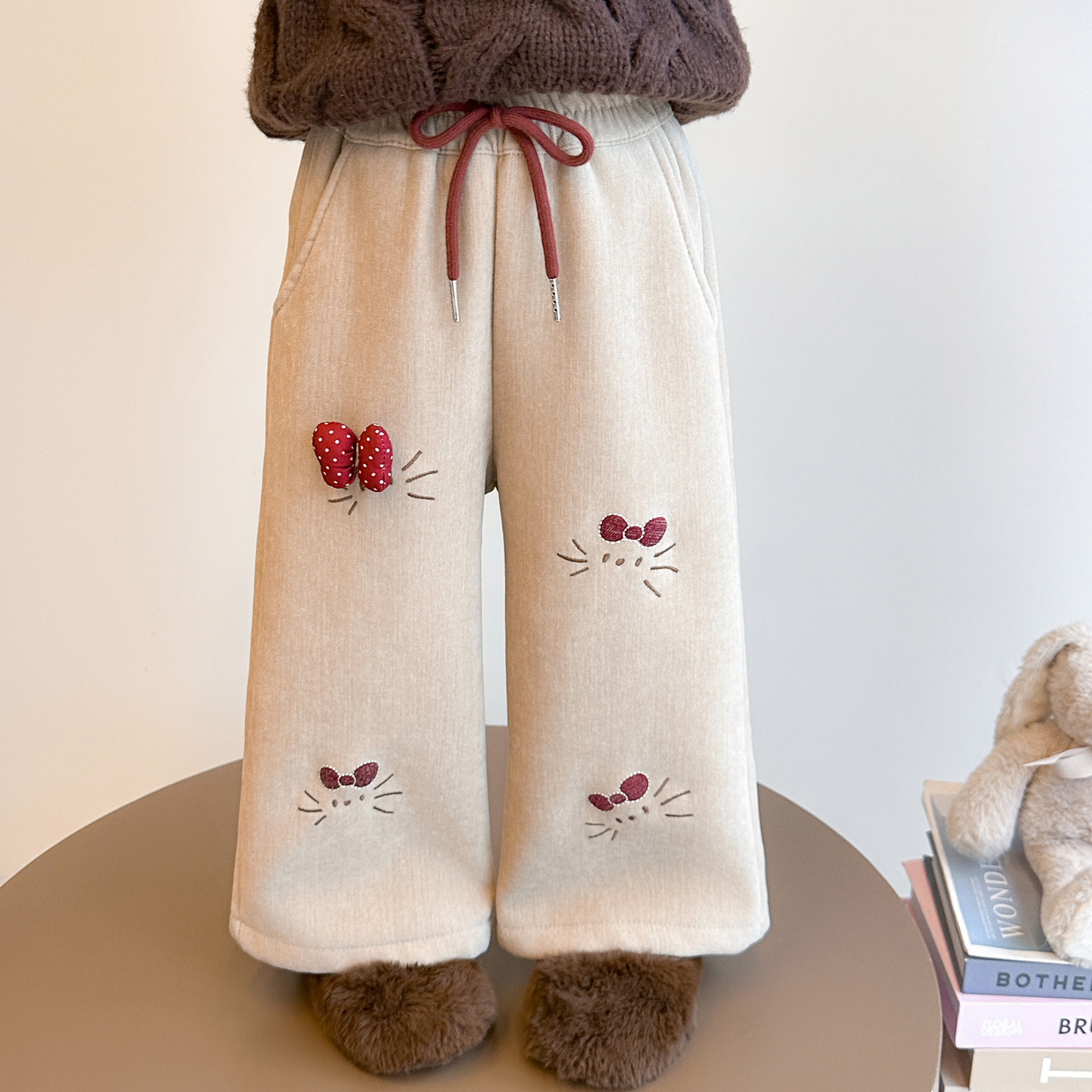 女童直筒休闲裤加绒冬季2025新款儿童女孩加厚裤子女宝宝冬装棉裤