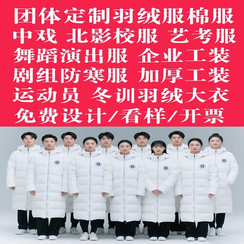 团体定制中戏艺考羽绒服男女校服北电同款户外剧组演出刺绣印logo