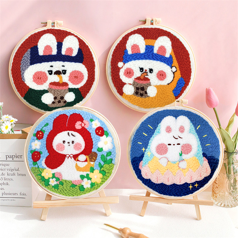 戳戳绣手工卡通兔子毛线绣戳戳乐