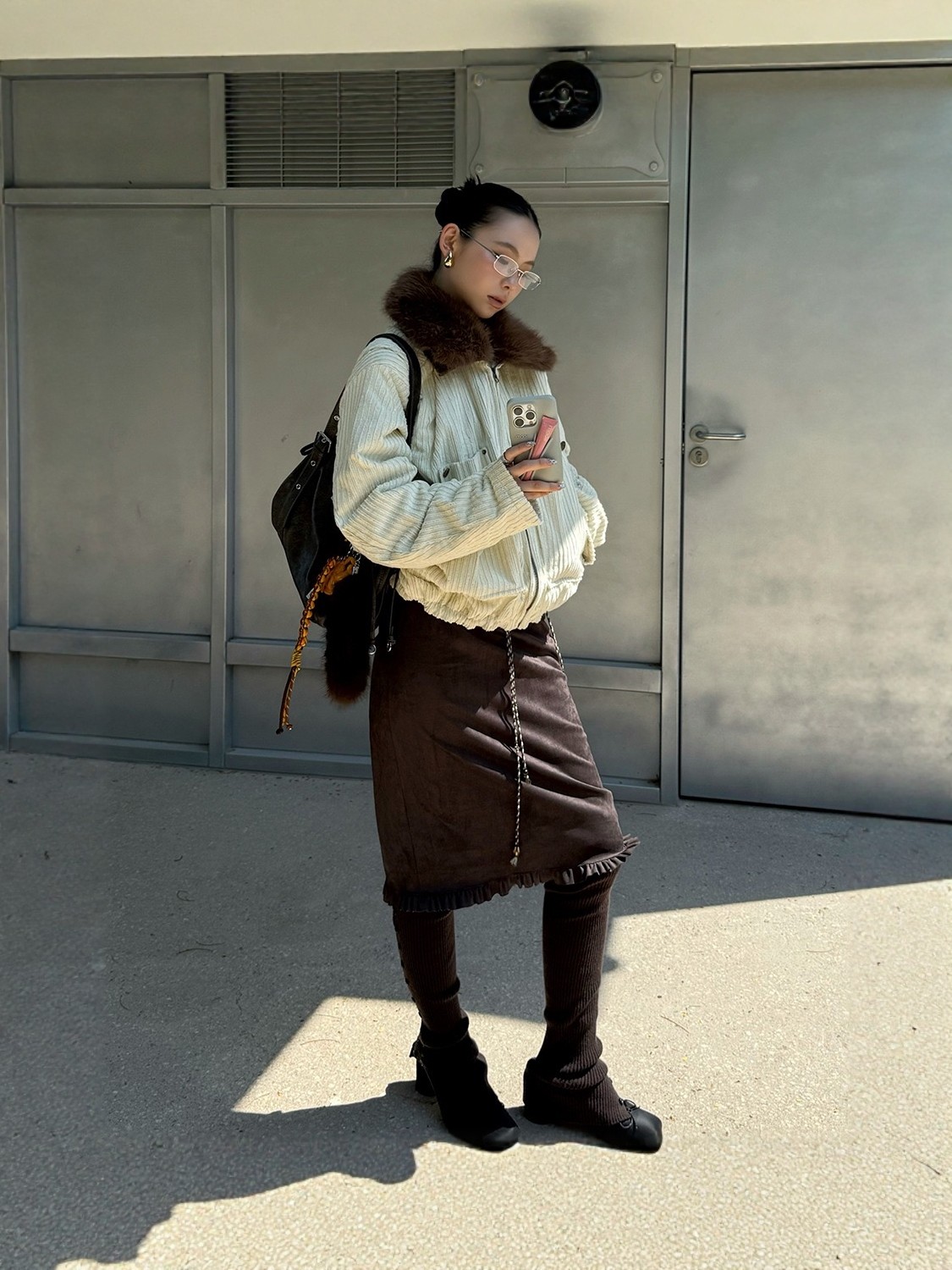 时髦尖子生 街头设计复古灯芯绒毛领夹克加厚棉服女冬