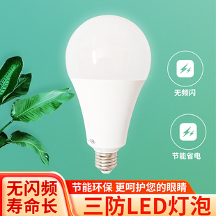 led灯泡 圆形球泡灯节能灯泡超亮白光E27螺口家用商用照明 三防灯