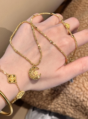 古法金包银星月织梦项链女送女友