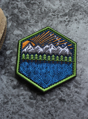 全地形士气章全刺绣魔术贴Morale Patch风景臂章DIY缝纫补丁包贴