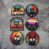 战术彩虹猫刺绣魔术贴拿枪猫咪臂章创意潮牌士气章户外包贴补丁章