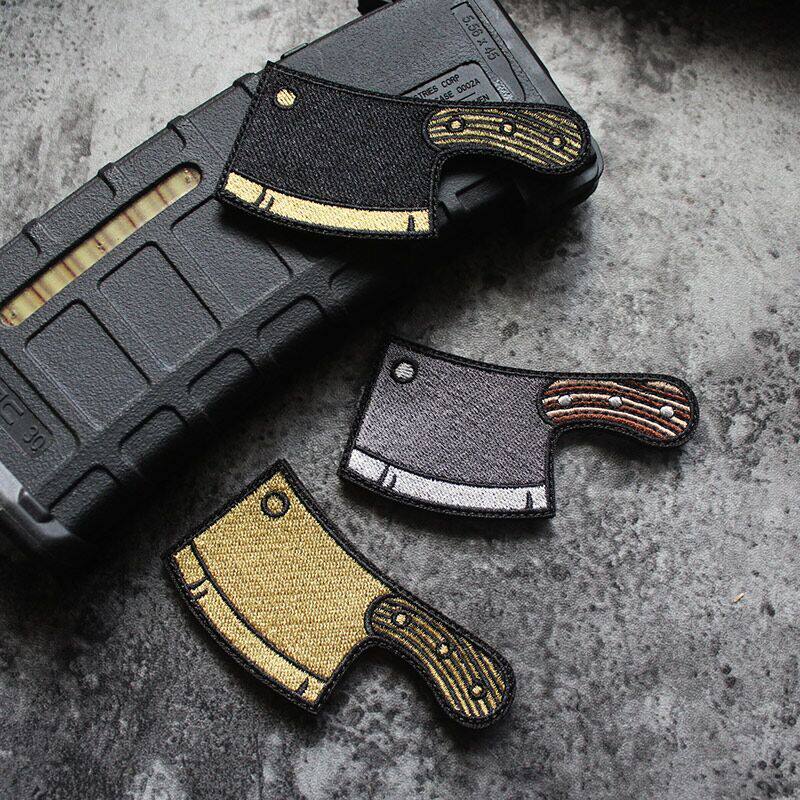 民族英雄功夫菜刀士气章战术菜刀魔术贴创意徽章diy缝纫补丁贴章