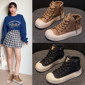 加绒老爹鞋 2025新款 潮 41到43软底高帮鞋 女短靴秋冬季 真皮大码 女鞋