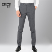 韩版 商务小脚正装 西服裤 休闲毛料西装 春秋 灰色西裤 裤 男羊毛修身