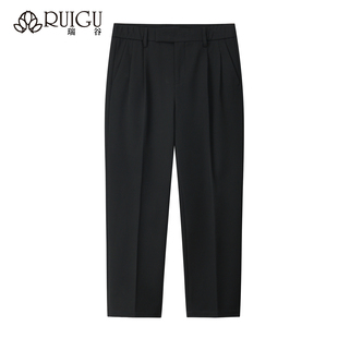 瑞谷底磨毛垂感九分西裤男宽松斜纹休闲裤通勤简约西装裤冬季厚