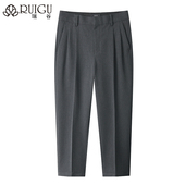 锥形裤 瑞谷双褶宽松九分小西裤 厚 春秋西装 裤 男百搭休闲裤 垂感长裤