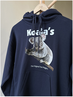 秋冬毛圈连帽卫衣男女情侣款 无性别宽松动物图案考拉KOALA帽衫