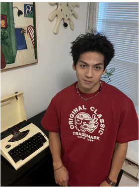 短袖vintage男女款棒球狗狗印花