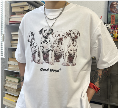 短袖T恤小众情侣男女款斑点狗狗