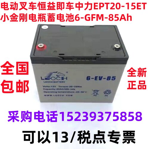 电动叉车恒益即车中力EPT20-15ET小金刚电瓶蓄电池6-GFM-85Ah全新