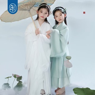 汉服女童青蛇白蛇舞蹈服儿童六一古典演出中国风超仙魏晋风唐装 夏