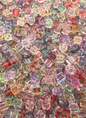 4mm超优透明洒金方糖珠米珠手工diy串珠玻璃珠子手链项链饰品配件