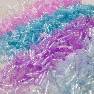 新品2x6MM奶油螺旋管玻璃长管珠 手工diy串珠散珠项手链服装辅料