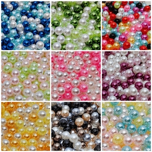 无孔ABS彩色仿真珍珠混大小散珠子DIY手工滴胶填充物配件发簪材料