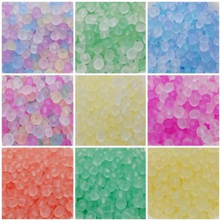 超优4mm透明磨砂玻璃米珠有孔散珠子diy手工自制串珠手链项链配件