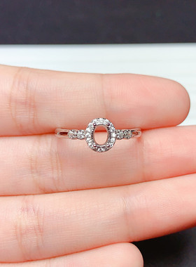 s925银饰品戒指空托椭圆形4*5mm精美时尚代镶月光石 祖母绿  y