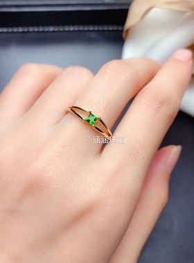 戒指空托简单四爪方形代镶银饰品