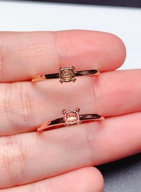 s925银戒指空托圆形4*4mm简单四爪  玉石 彩宝  未镶嵌 s