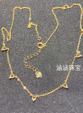 s925银戒指锁骨链空托 简单心形4*4mm代镶碧玺 石榴石 黄水晶  m