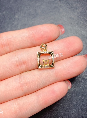 s925银饰品吊坠空托 圆形4*4mm代镶欧泊 蓝宝石 坦桑石 时尚百搭m