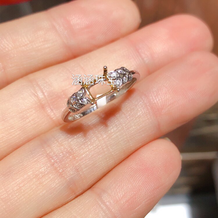 s925银饰品戒指空托长方形5mm