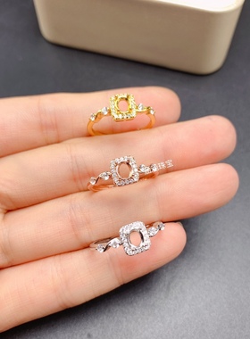 s925银饰品戒指空托 椭圆形4*5mm代镶红宝石 欧泊 祖母绿时尚 x