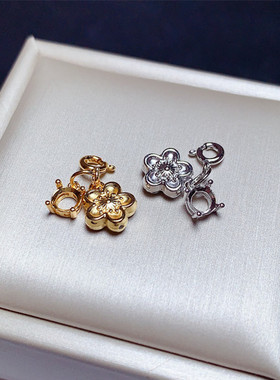 s925银吊坠空托圆形5*5mm饰品甜美时尚 代镶嵌 碧玺 红宝石