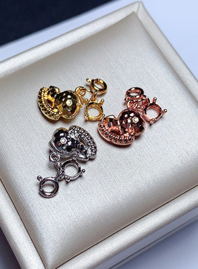 可爱童趣 s925银项坠空托圆形5*5mm 精美时尚 碧玺 蓝宝石 代镶嵌