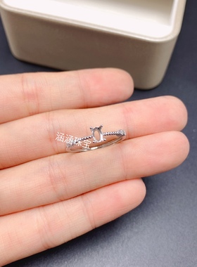 s925银饰品戒指空托椭圆形3*5mm代镶红宝石 石榴石 祖母绿，简单