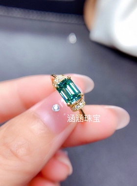 s925银饰品戒指空托5*7mm代镶绿