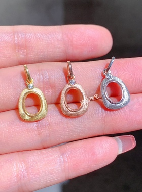 s925纯银吊坠空托古法银宝镶款椭圆形4*65*76*87*9mm代镶晶石 m