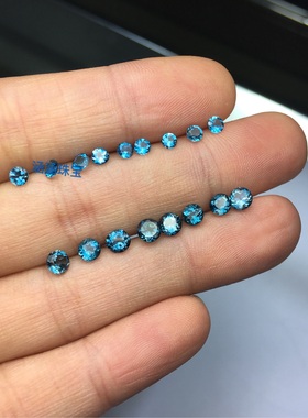 天然伦敦蓝托帕石裸石3圆4圆56