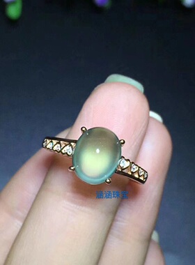 纯银活口戒指天然葡萄石成品