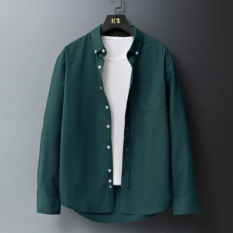 2026春装新款男士纯棉商务休闲长袖衬衫青年高端不缩水百搭衬衣潮