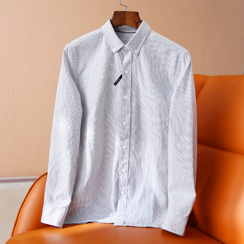 2026春装新款男士百搭简约大气纯棉长袖衬衫青年潮流休闲上衣衬衣