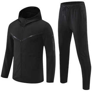 连帽运动服套装长袖拉链款外套束口运动裤训练服跑步休闲服全套男