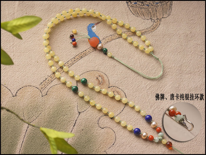 原创天然蜜蜡唐卡佛牌链子手工南红琥珀吊坠挂件绳唐卡佛牌挂链