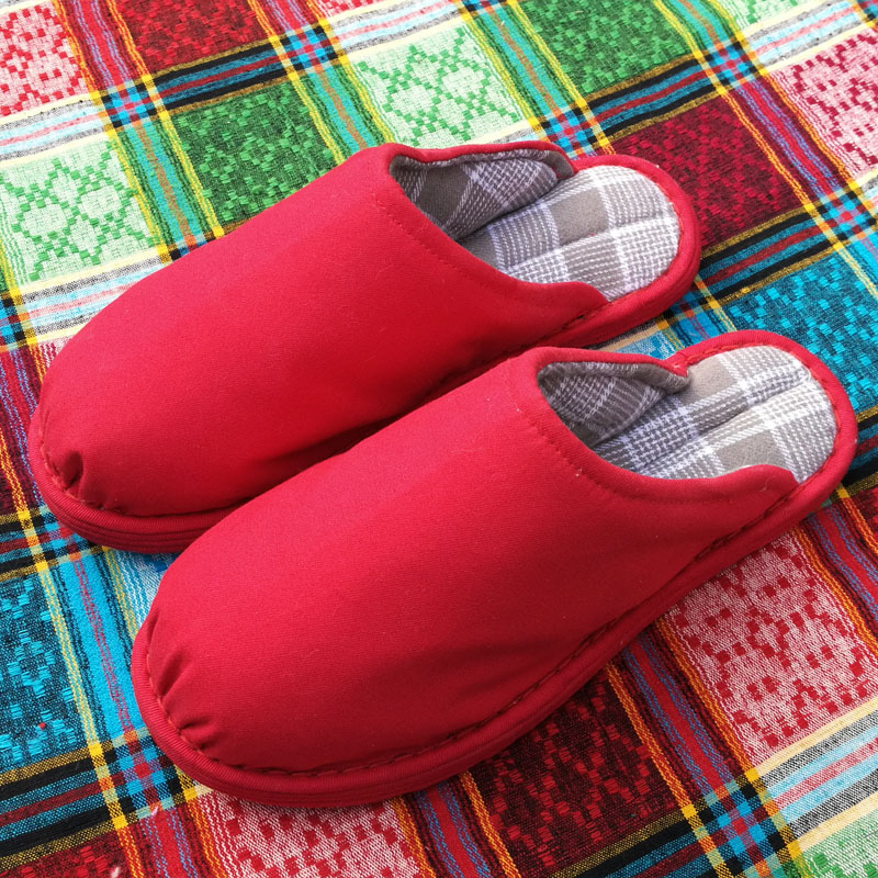 千层底百分百棉花大红包头布拖鞋