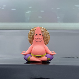 创意静下心来搞怪派大星车尾车载摆件中控手办桌面爆款公仔装饰品